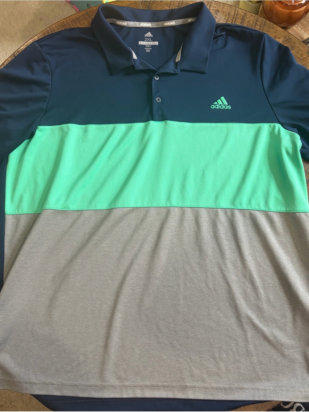 adidas Men’s Colorblock Polo — Navy, Teal, Gray